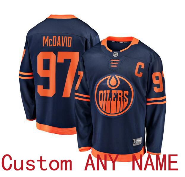 Customized Men Edmonton Oilers 97 Connor McDavid Blue Home Stitched NHL Jersey